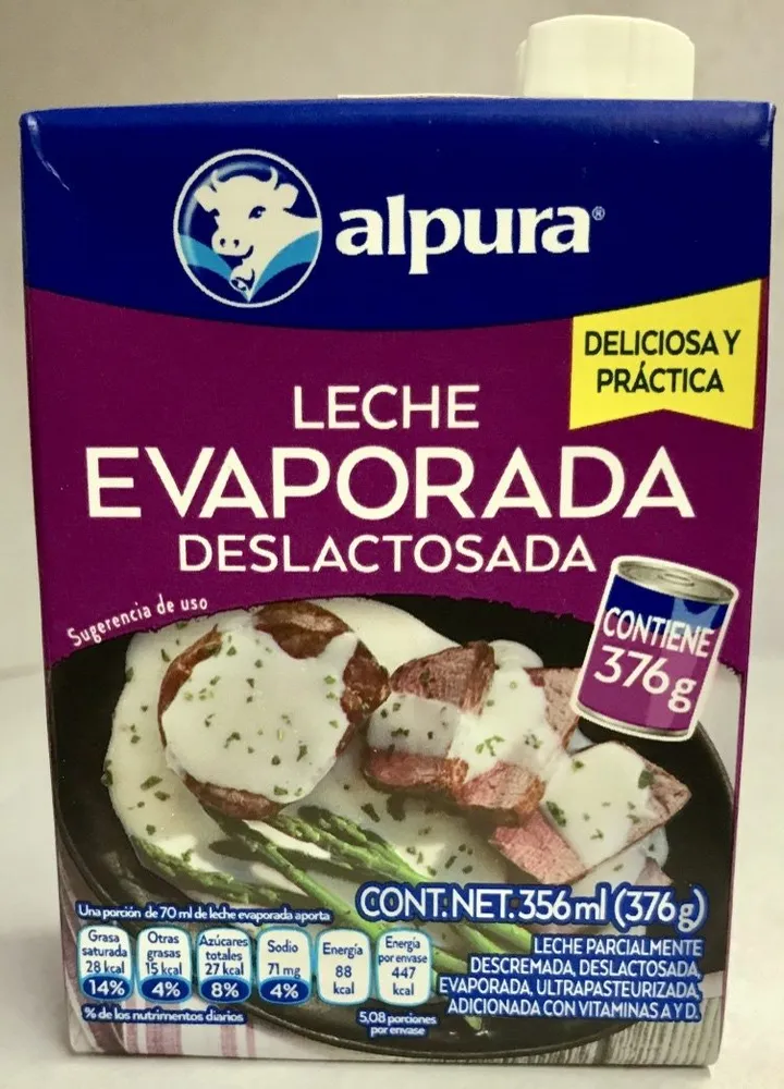 Leche Evaporada Deslactosada Alpura