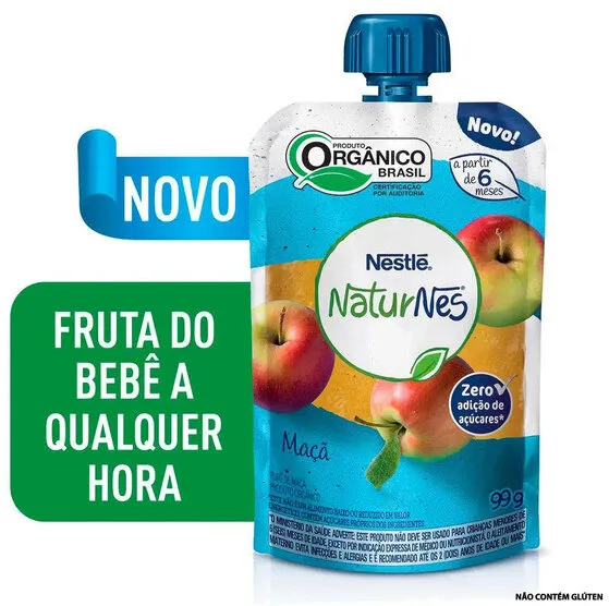 Purê De Frutas Orgânico Maçã Naturnes Squeeze 99g