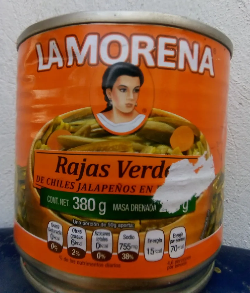 Rajas verdes de chiles jalapeños