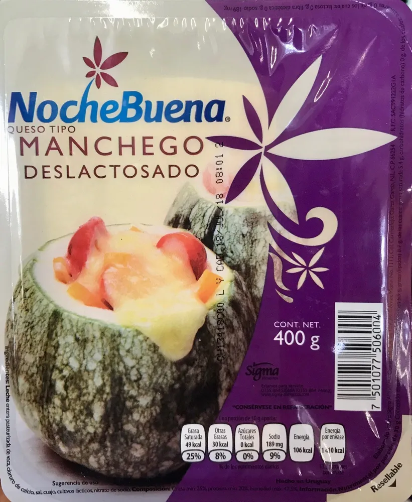 Noche buena queso tipo manchego deslactosaso