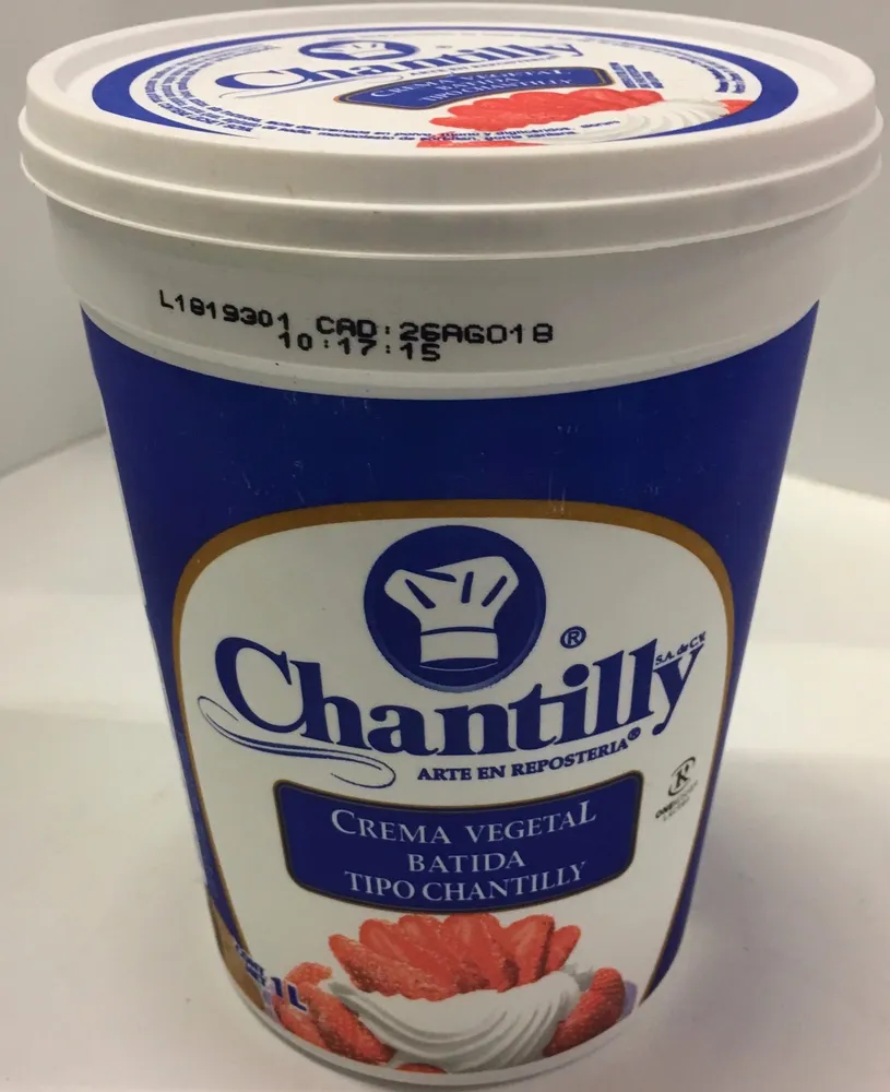 Crema vegetal batida typo chantilly