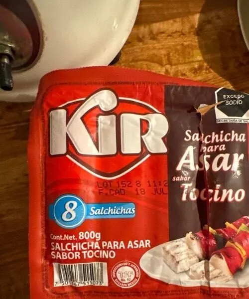 Salchicha para asar sabor tocino
