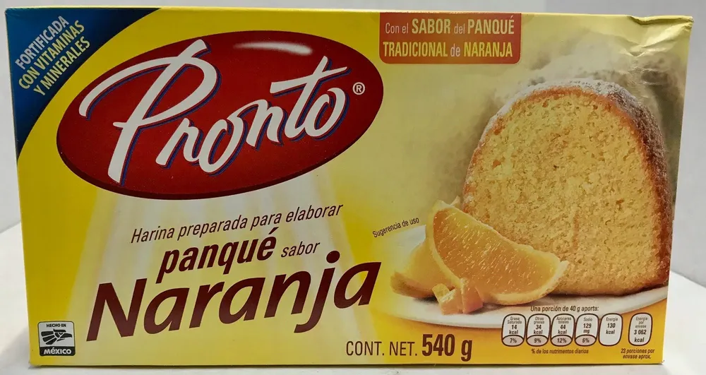 Harina preparada para elaborar panque sabor naranja