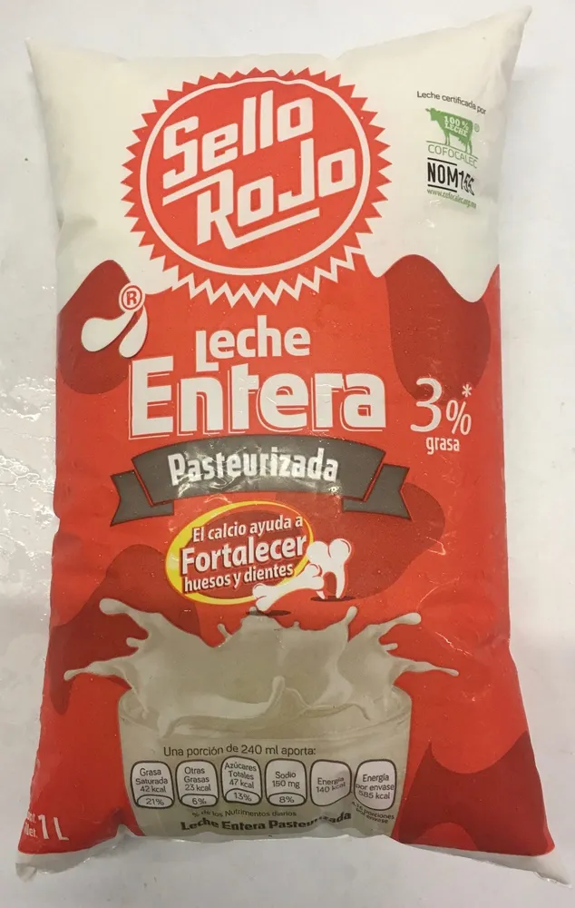 LECHE ENTERA 3 % GRASA PASTEURIZADA