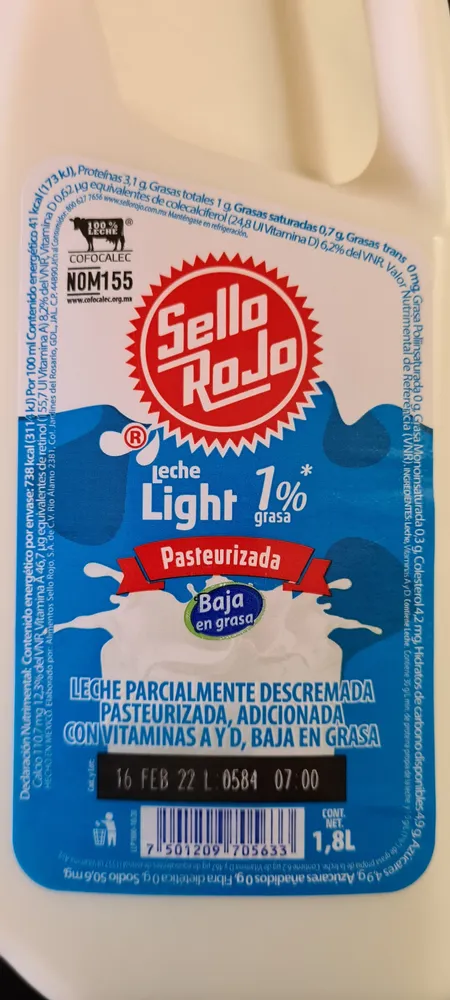 Leche light 1% grasa