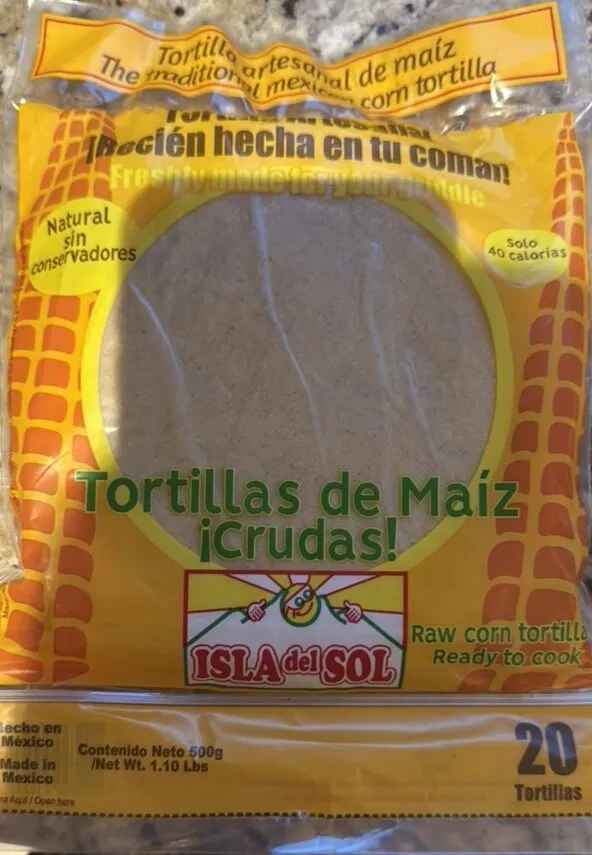Tortillas de maíz crudas