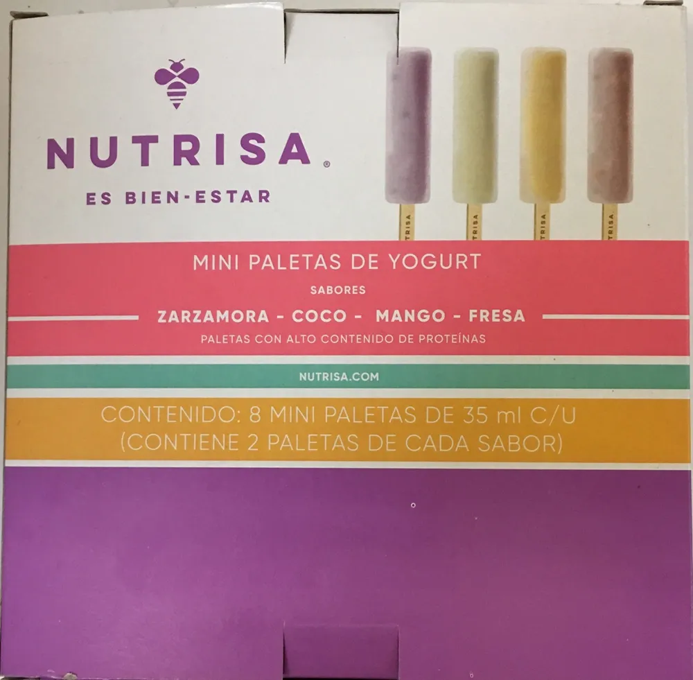 Mini paletas de yogurt sabores zarzamora coco mango y fresa