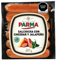 Salchicha parma con cheddar y jalapeño