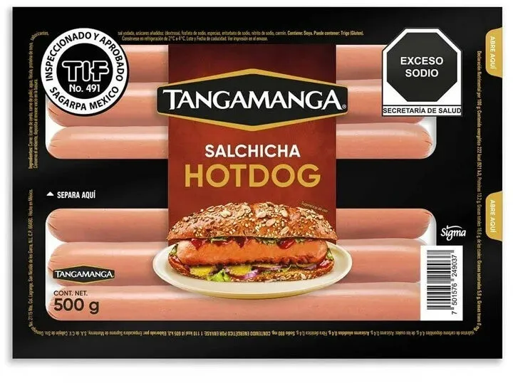 Salchicha tangamanga para hot dog