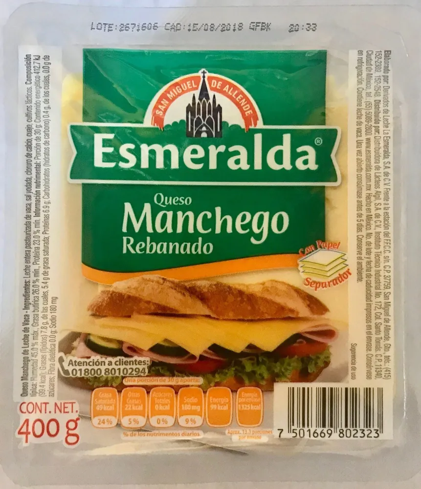 Queso Manchego Rebanado Esmeralda