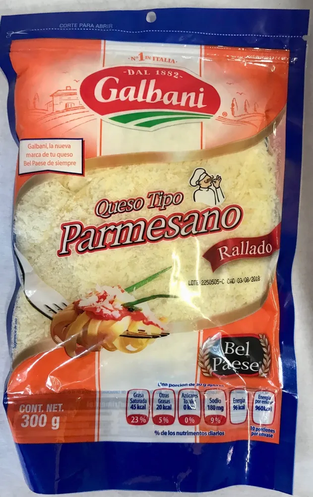 Queso tipo parmesano rallado