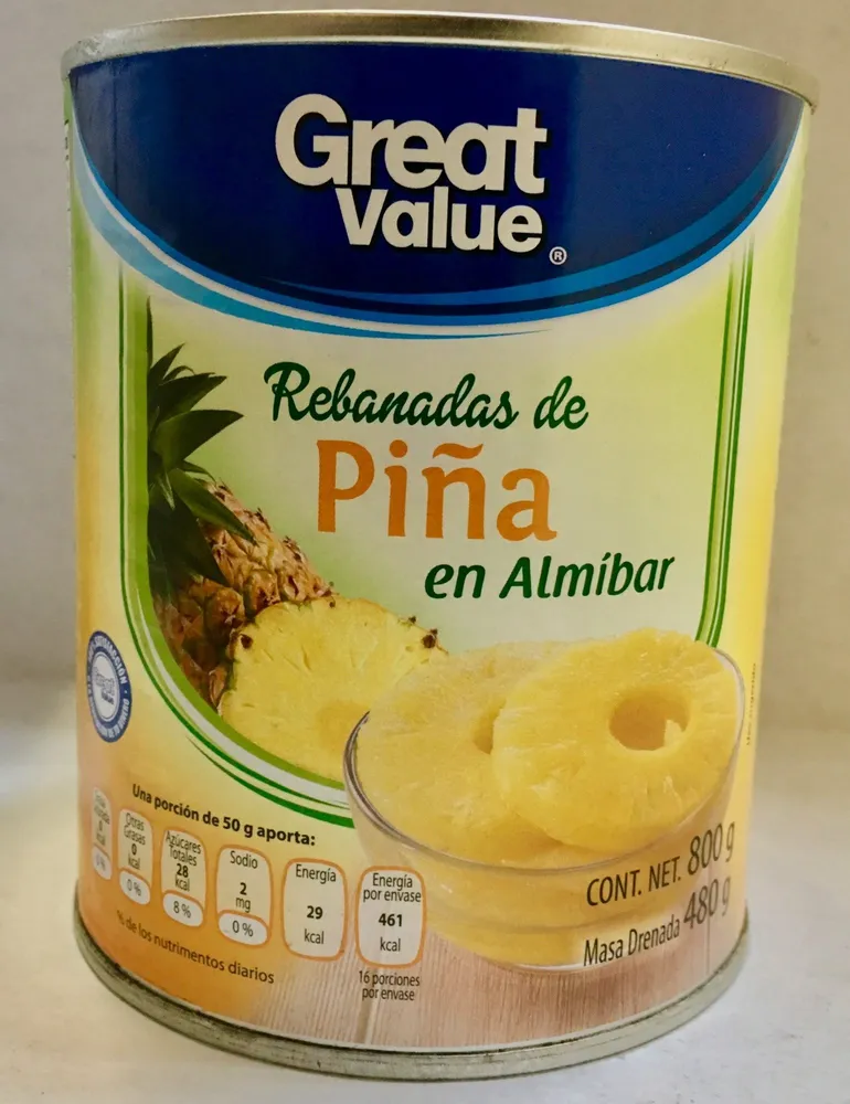 REBANADAS DE PIÑA EN ALMÍBAR GREAT VALUE