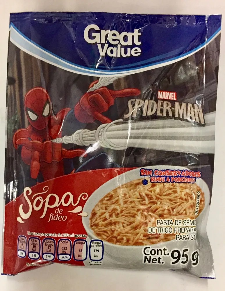 Sopa de fideo spider-man