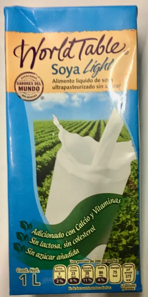 Alimento líquido de soya ultrapasteurizado sin azúcar