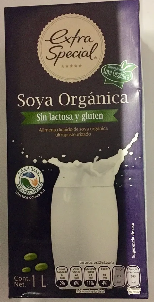 Soya orgánica sin lactosa y gluten