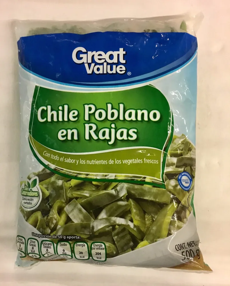 CHILE POBLANO EN RAJAS
