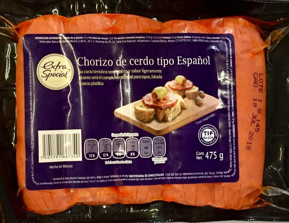 Chorizo de cerdo tipo español