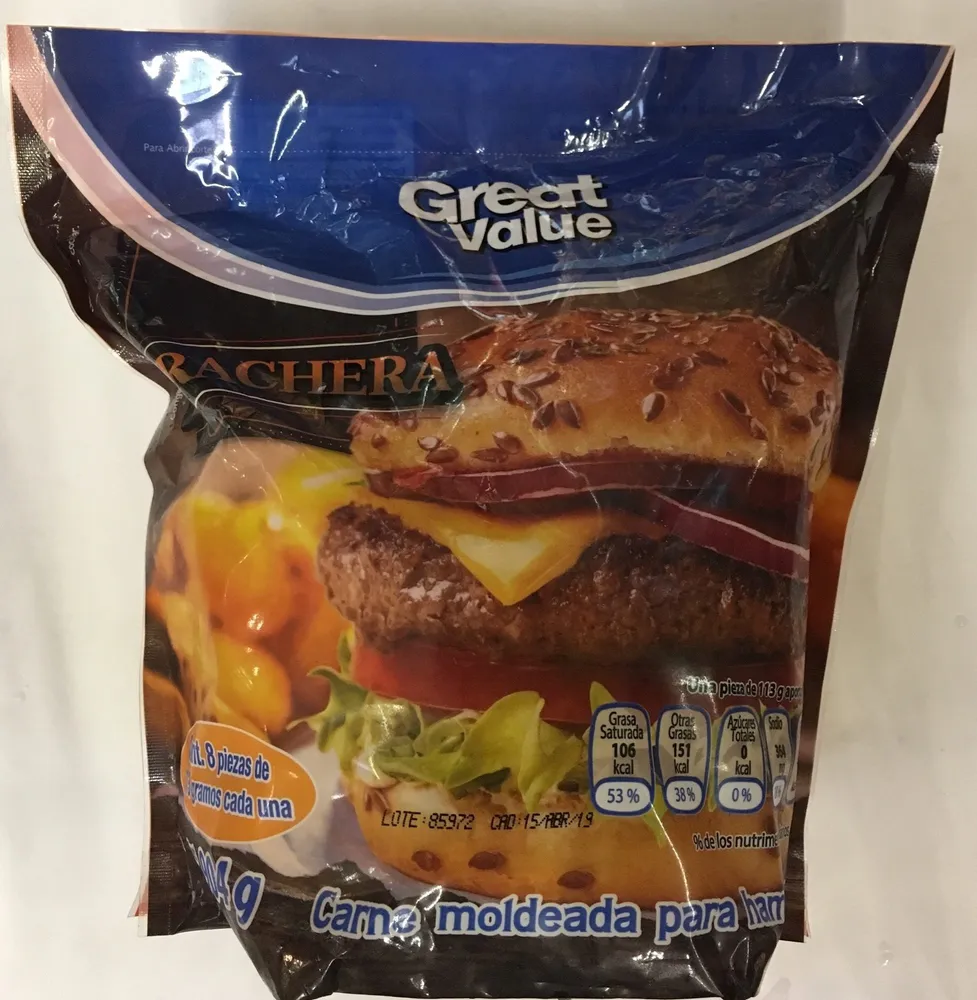 Carne Arrachera para hamburguesa Great Value