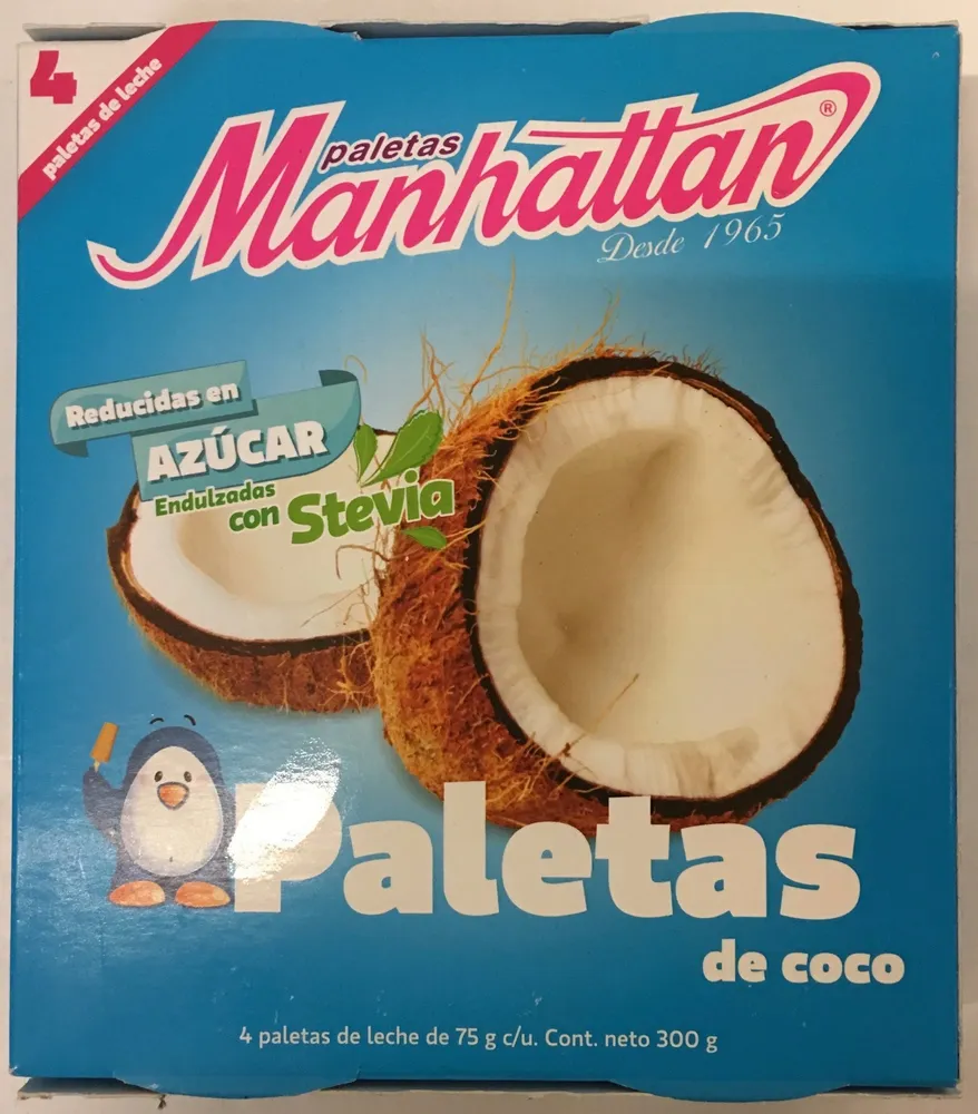 Paletas sabor coco endulzadas con stevia