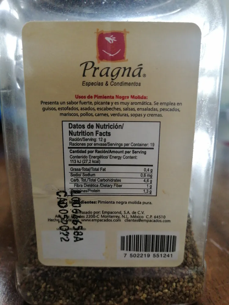 pimienta negra molida