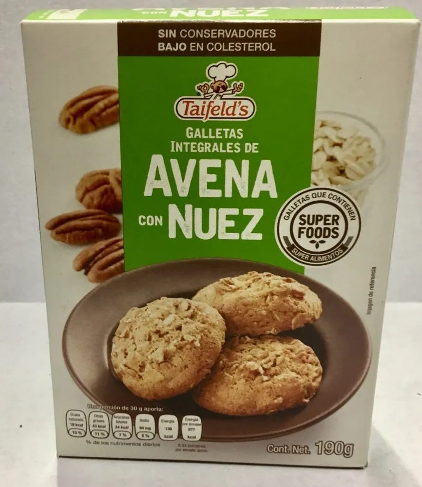 GALLETAS INTEGRALES AVENA CON NUEZ TAIFELD'S