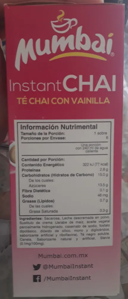 instant chai té chai con vainilla