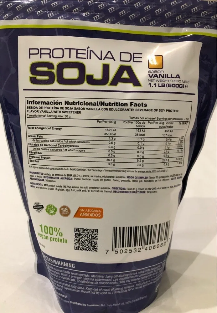 Proteína de soja, sabor vainilla