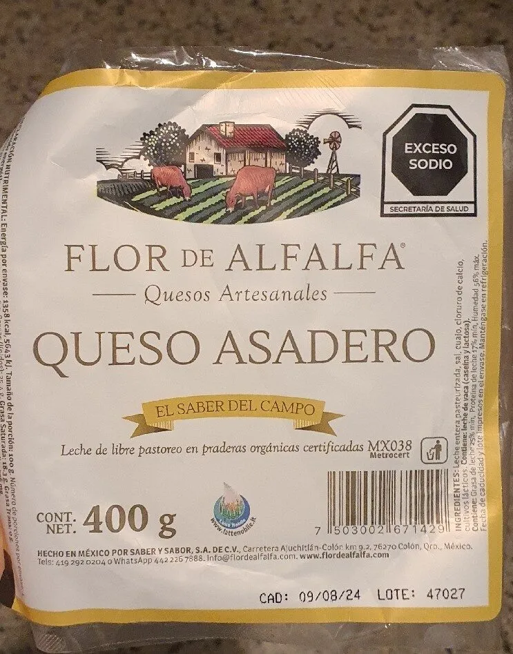 Queso asadero flor de alfalfa