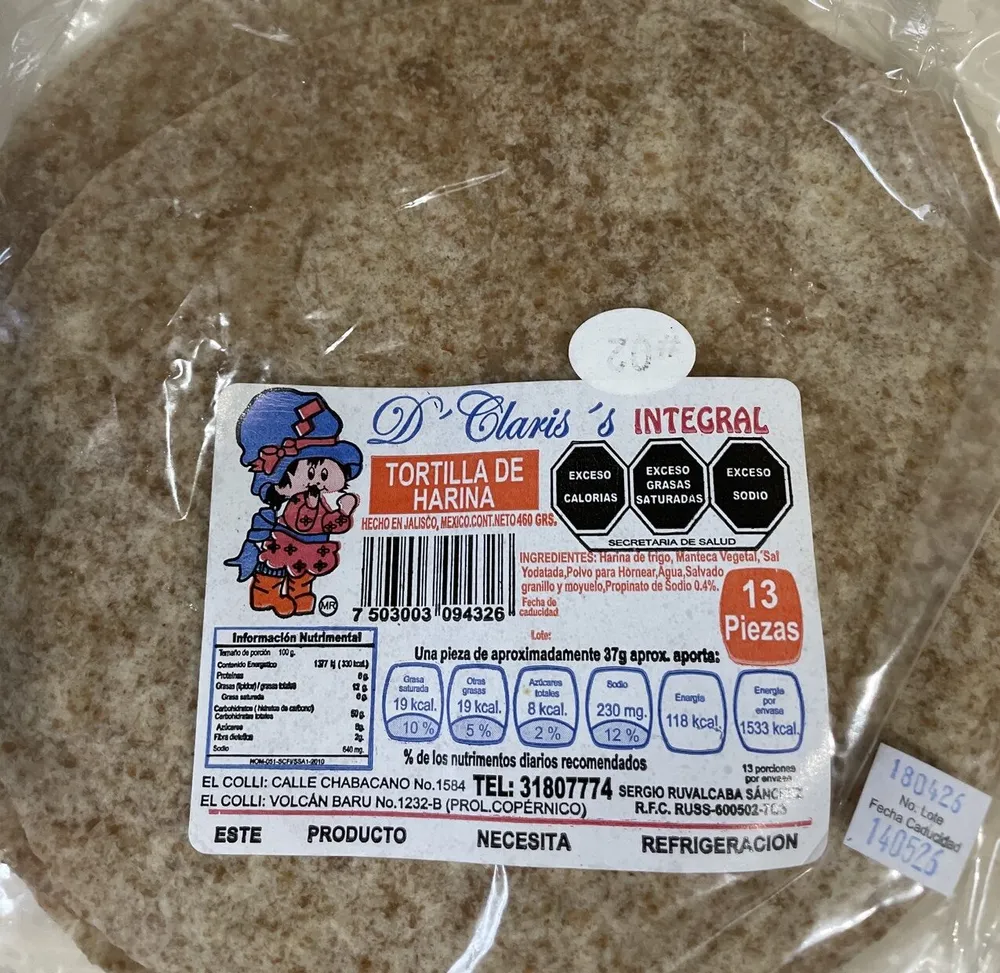 Tortilla De Harina Integral