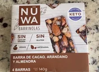 Barra de cacao, arandano y almendra
