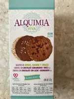 Galletas de arroz, quinoa y linaza cubiertas con chocolate semiamargo y nuez