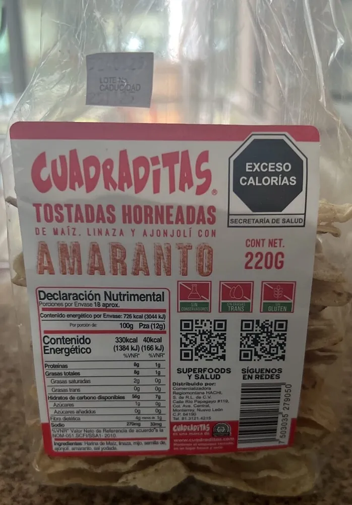 Tostadas horneadas de maíz, linaza y ajonjolí, amaranto