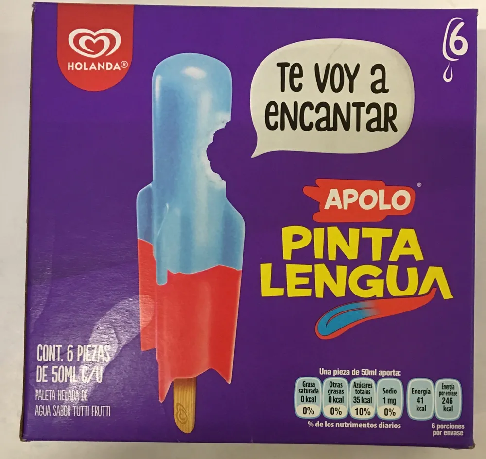Paleta helada de Agua Pinta Lengua sabor tutti-frutti Holanda