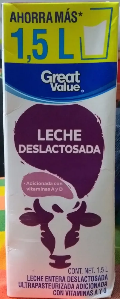 Leche Great Value deslactosada light