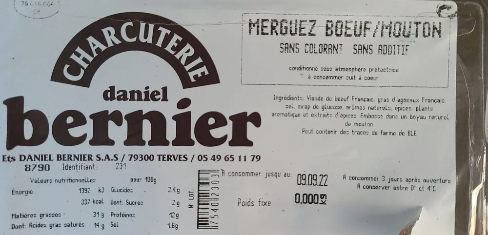 merguez bœuf mouton