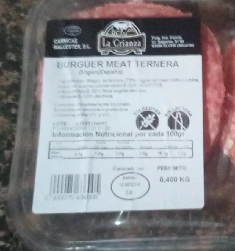 Burger meat ternera