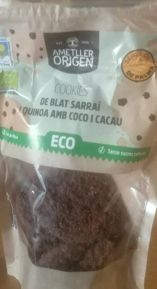 Cookies de trigo sarraceno y quinoa con coco y cacao