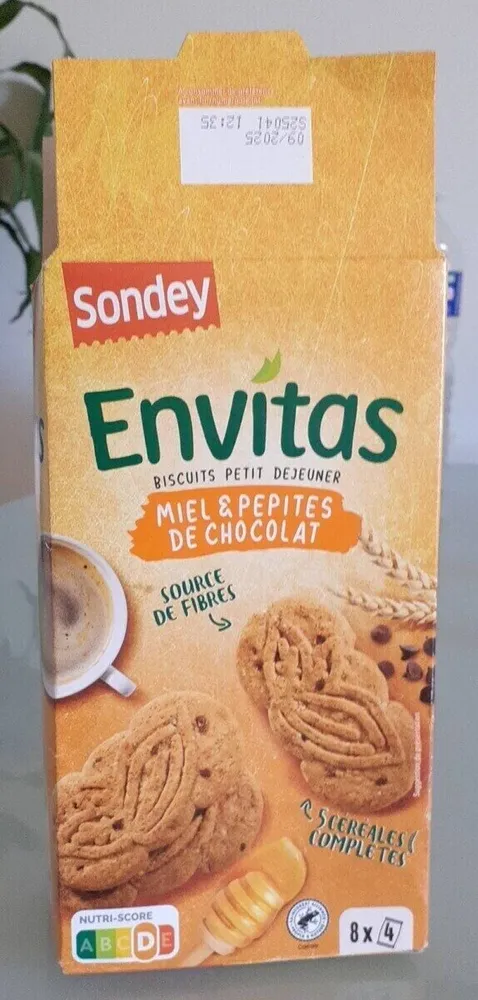 Envitas biscuits petit déjeuner miel & pépites de chocolat