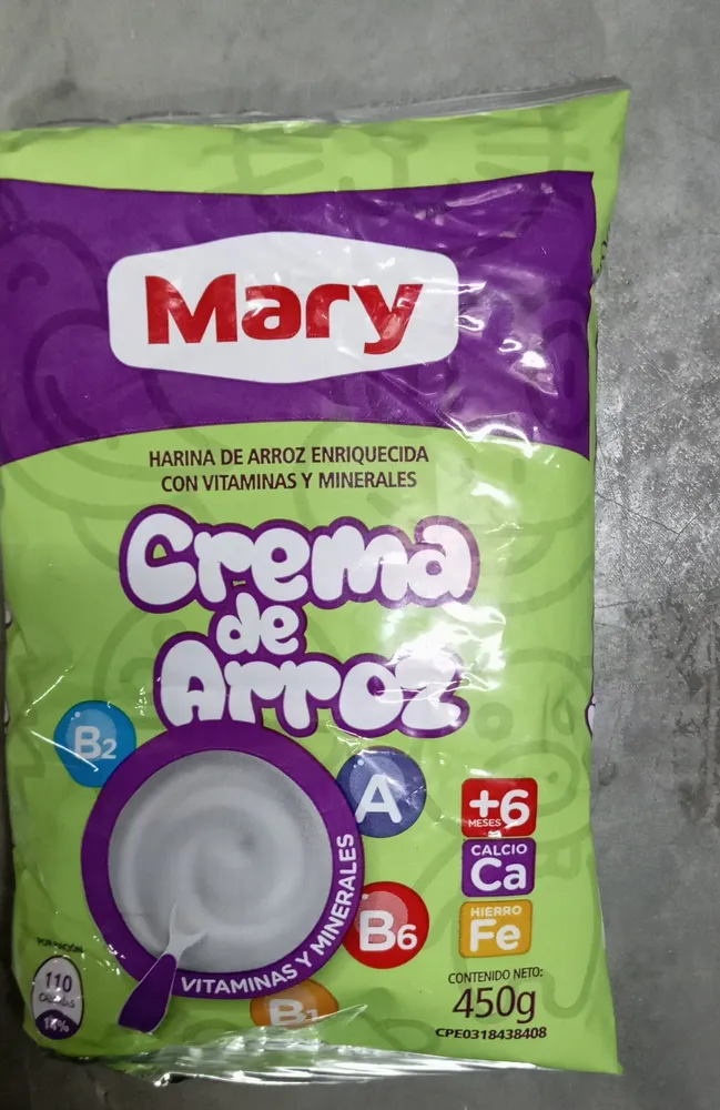 Crema de arroz harina de arriz enriquecida