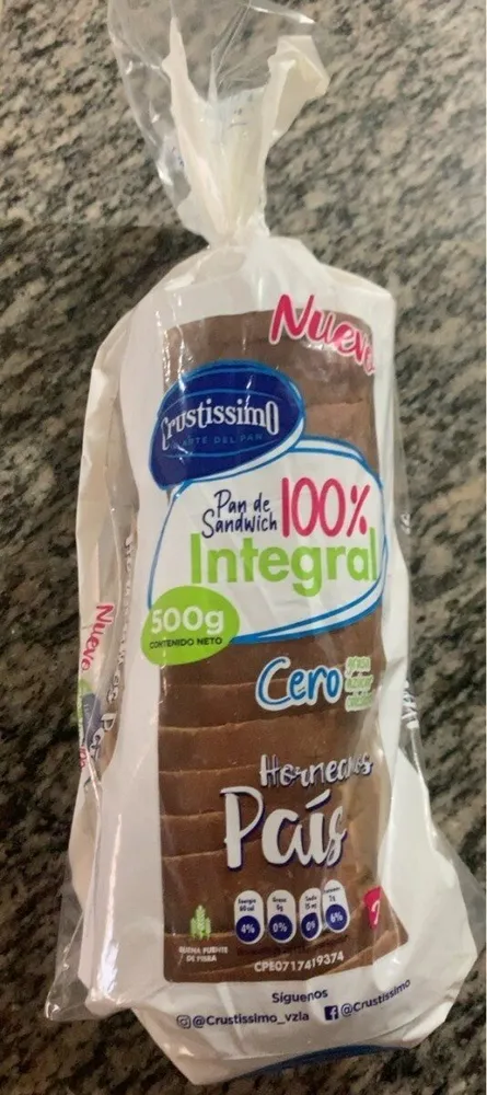 Pan de sanduwich 100% Integral
