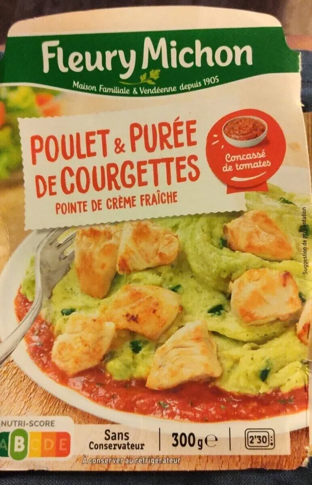 Poulet et purée de courgettes pointe de crème fraîche