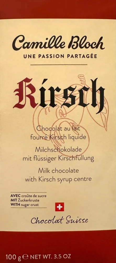 Kirsch - Schweizer Milchschokolade mit flüssiger Kirschfüllung & Zuckerkruste