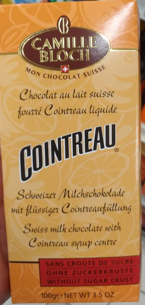 Chocolat Au Lait Suisse Fin Fourré Cointreau Liquide