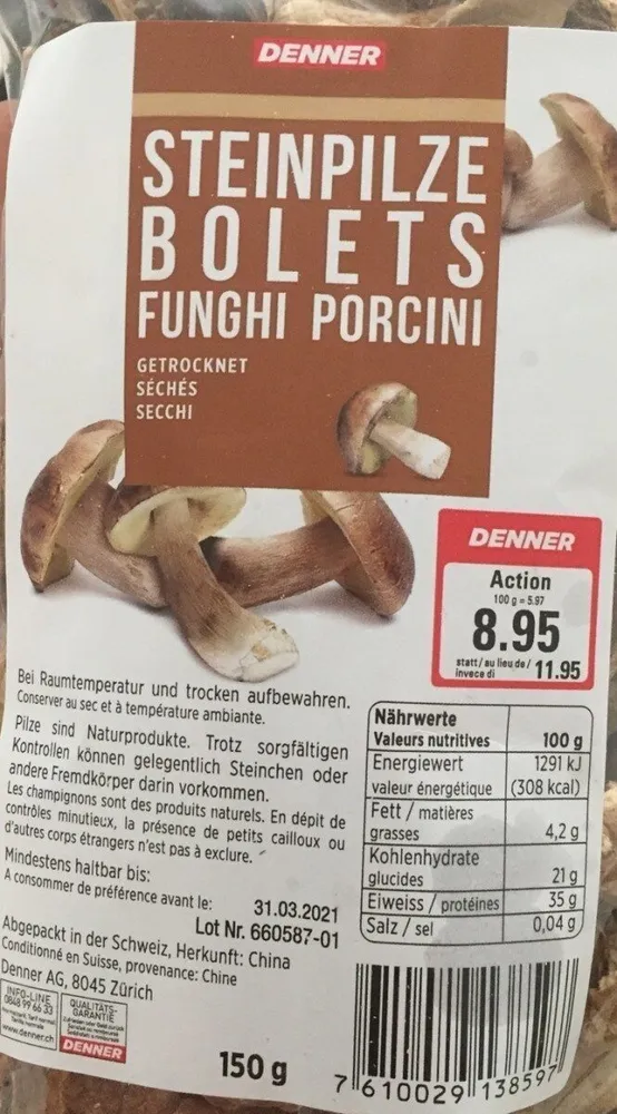 Denner Steinpilze Boletus Funghi Porcini