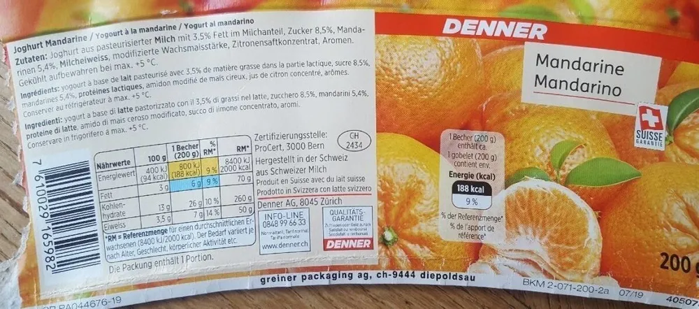 Yogourt à la mandarine