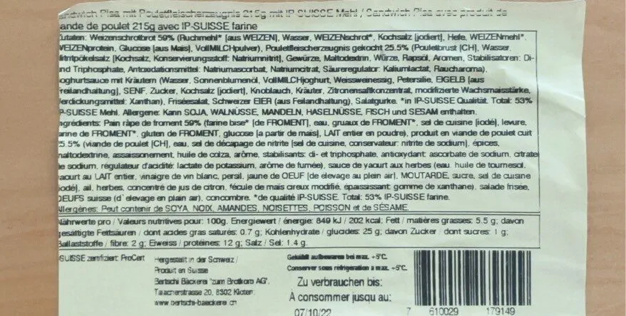 Vollkornbrott Pouletschinken