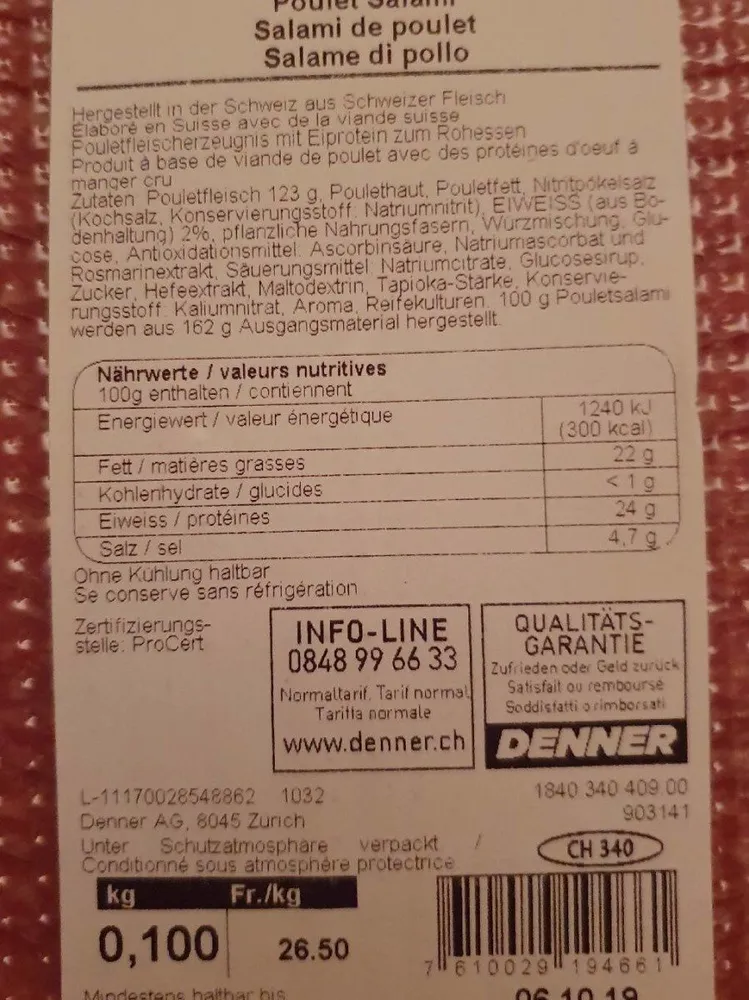 Salami de poulet