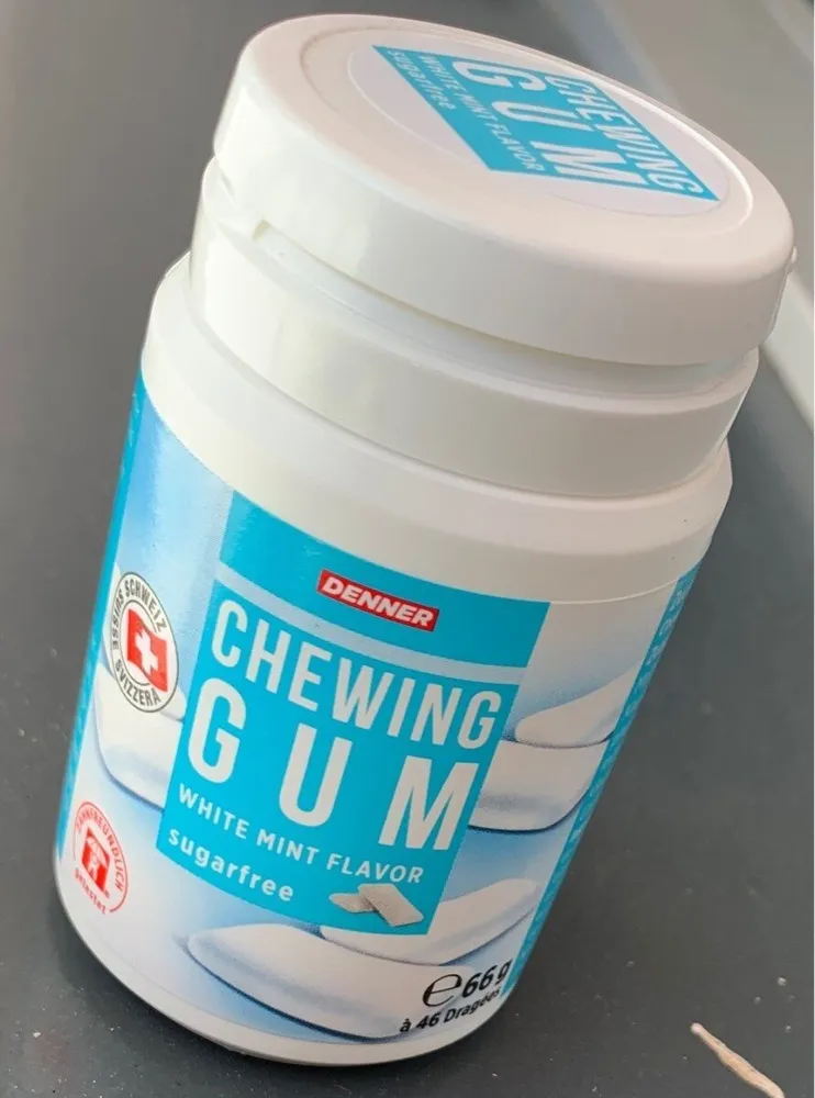 Chewing gum white mint flavor sugarfree