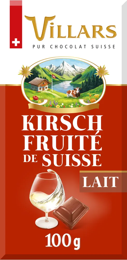 Chocolat Villars Lait Liqueur Kirsch Fruité de Suisse 100g