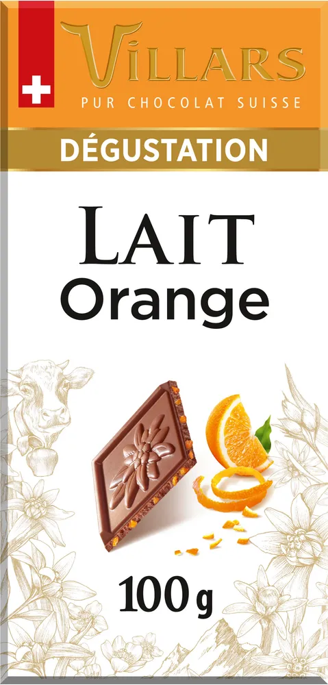 Chocolat Villars Lait Ecorces Orange Confites 100g